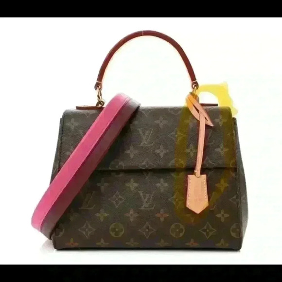 Authentic Louis Vuitton Monogram Cluny BB Flap Satchel Bordeaux Fuchsia Brown - Picture 2 of 7